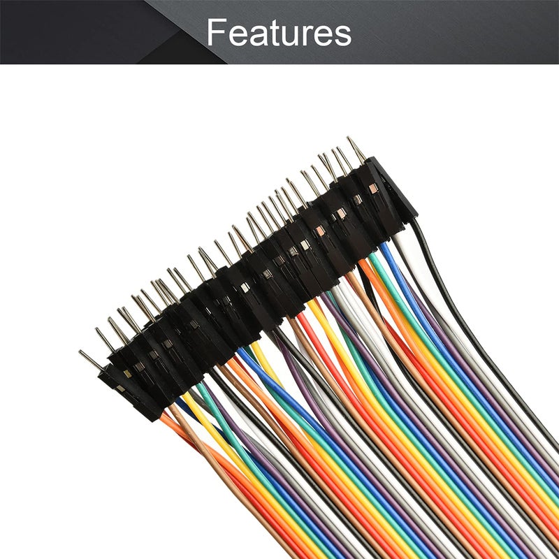 Fielect Male to Female Dupont Jumper Wires 40P Breadboard Jumper Wires Colorful Ribbon Cables 50cm Long 1Pcs - Image 4